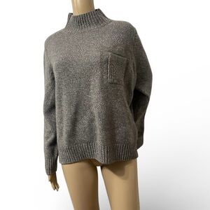 Hemisphere wool cashmere sweater glitter pocket  high low woman size S high neck
